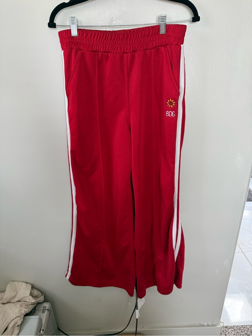 BDG Red Kids' Sweatpants with White Side Stripes